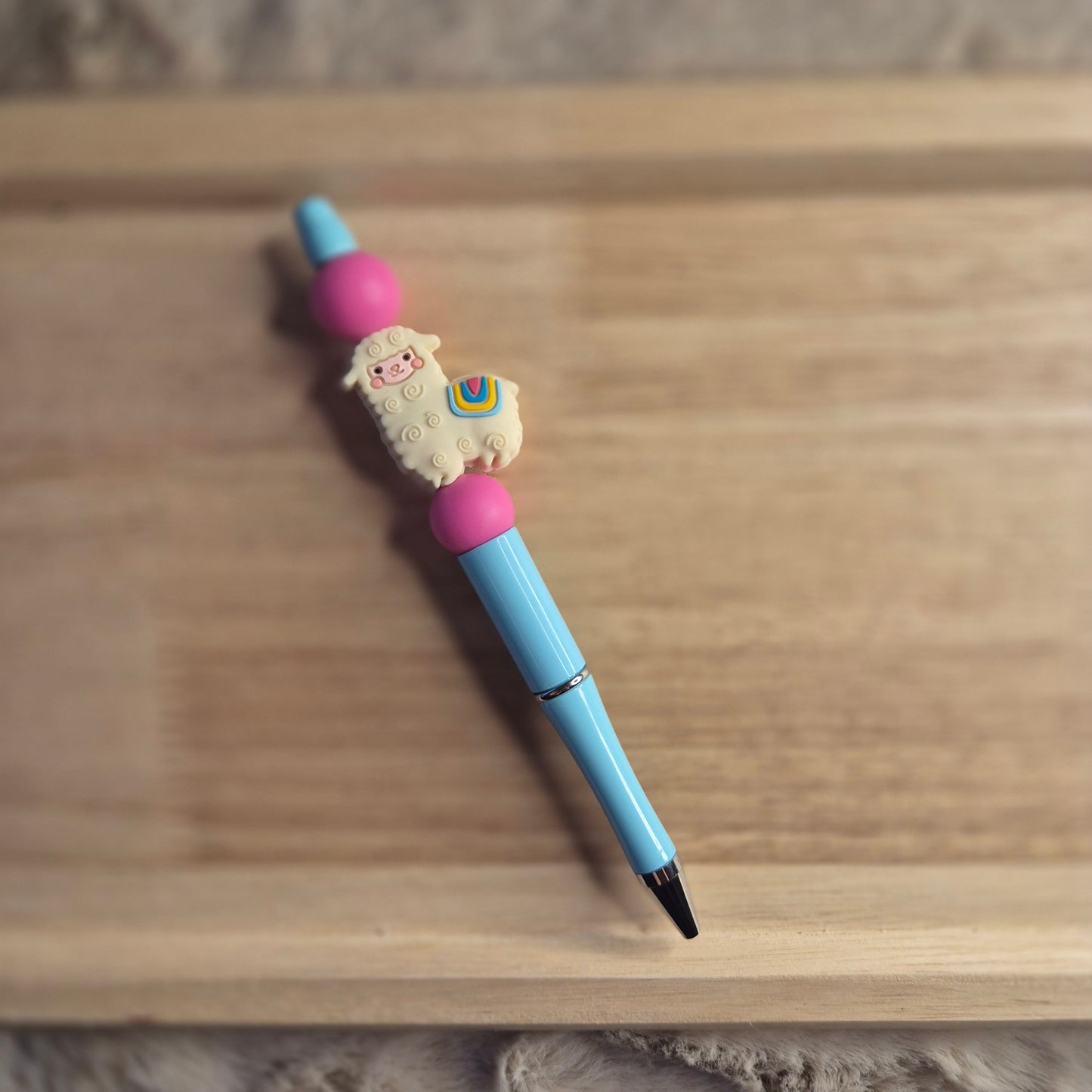 Kugelschreiber mit Lama | Pink | Hellblau