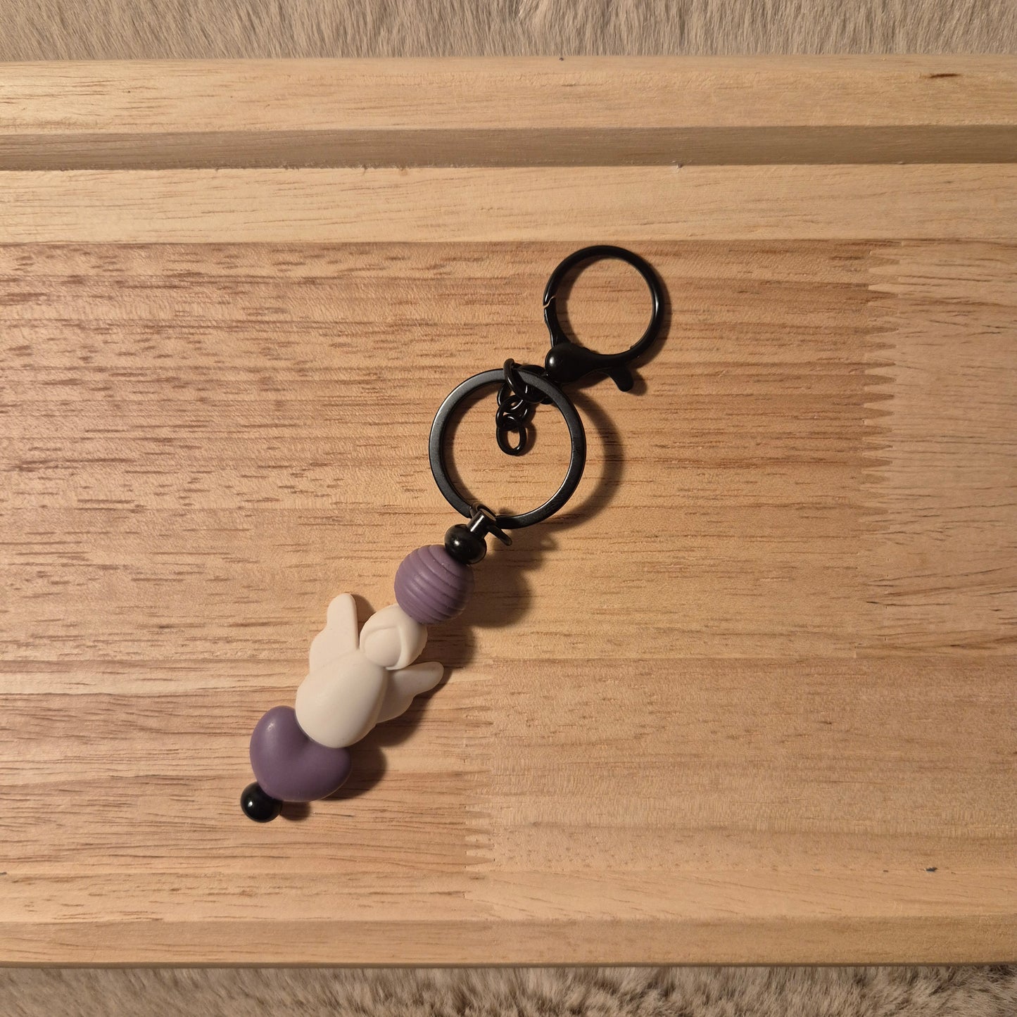 Schlüsselanhänger Schutzengel 3D Herz | Violett