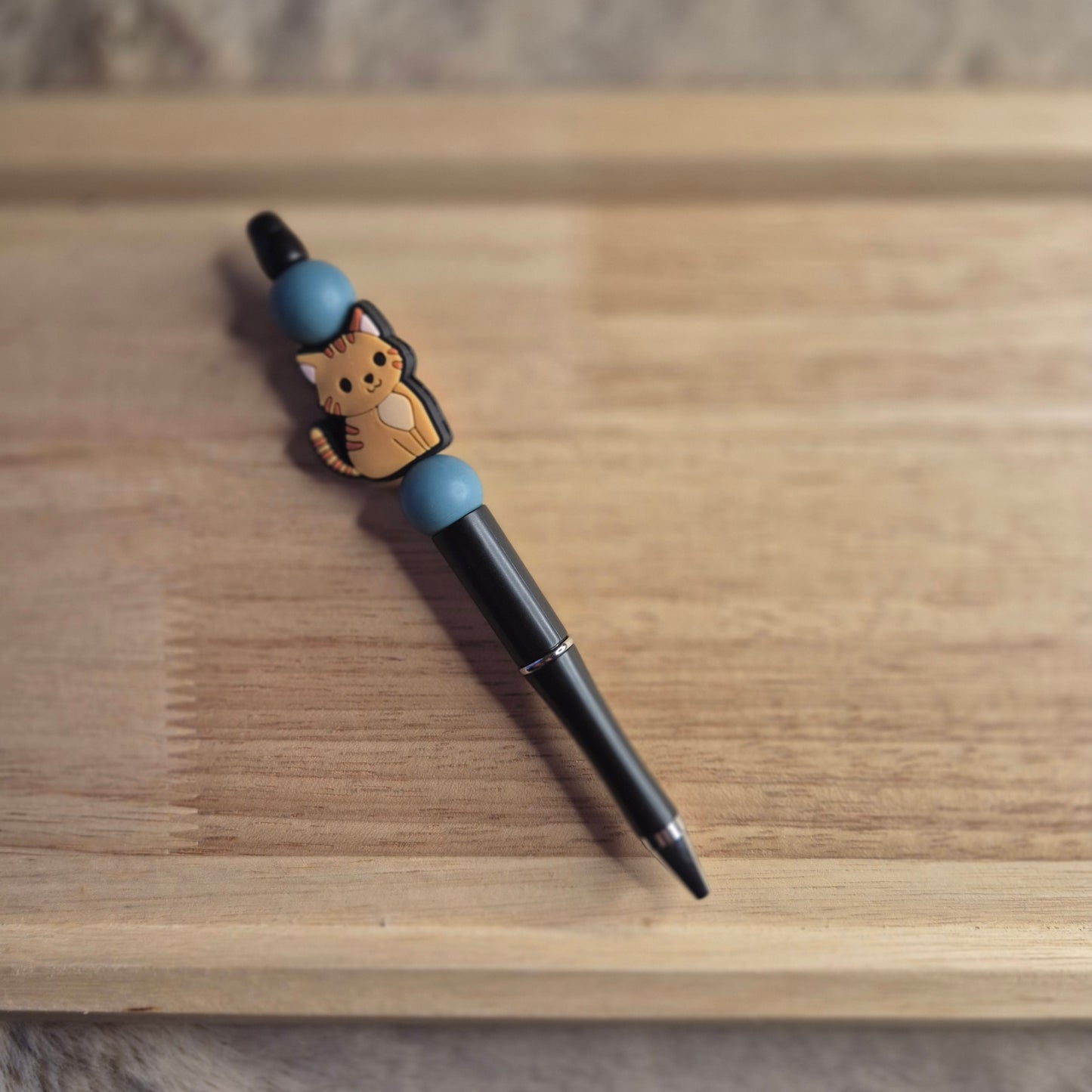 Kugelschreiber mit Orangener Katze | Schwarz | Blau