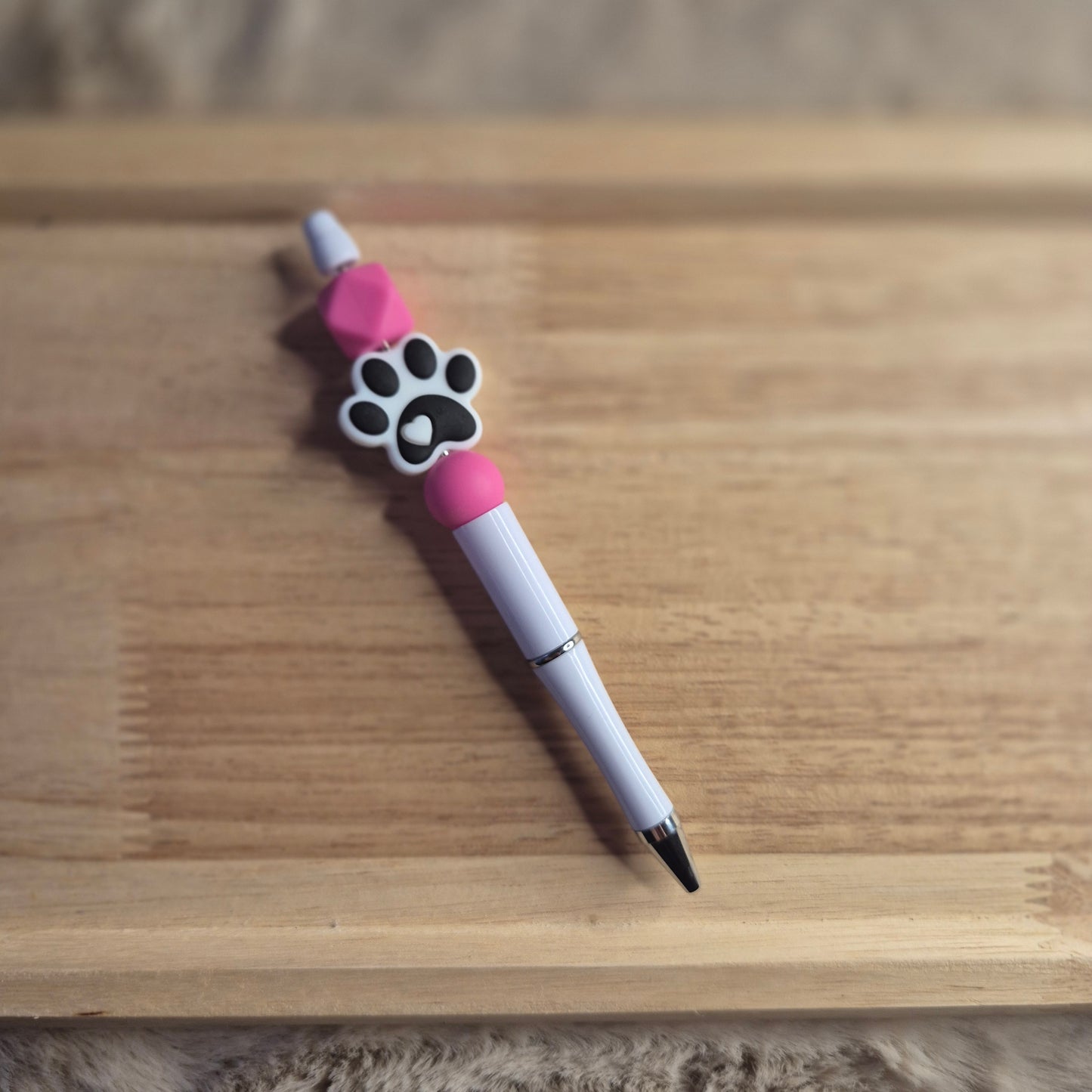 Kugelschreiber mit Pfote | Pink | Weiß