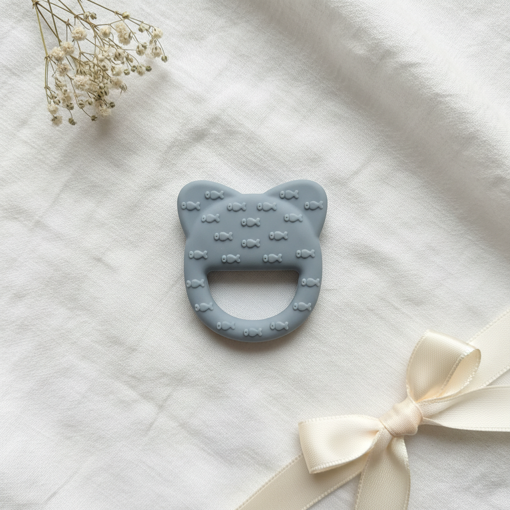 Beißring Katze Graublau – Rückseite Textur