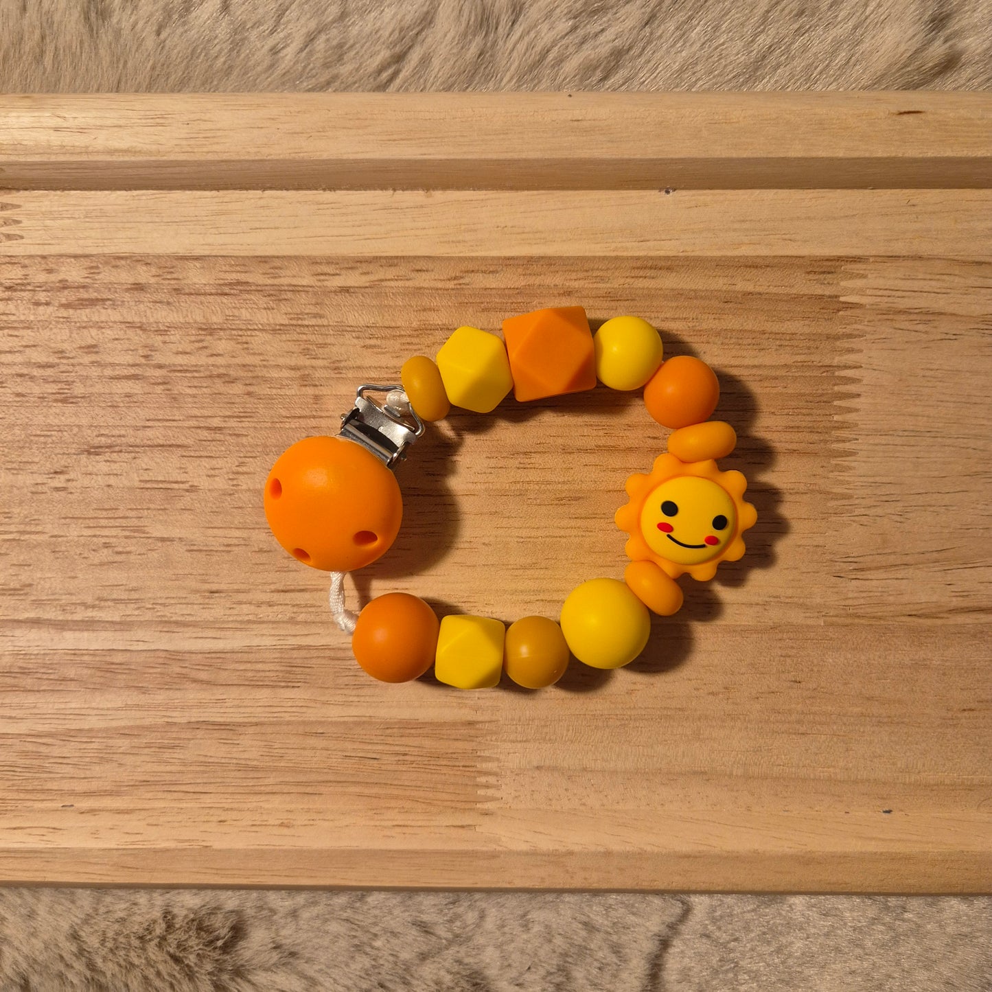Schnullerkette Sonne 3D | Orange Gelb