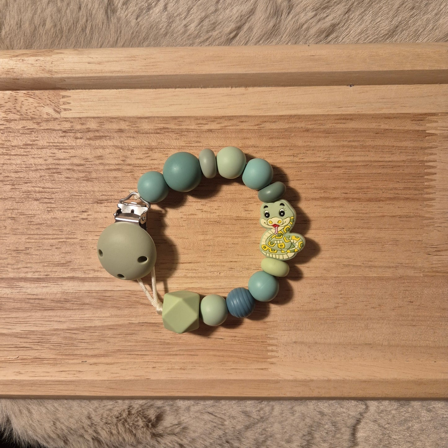 Schnullerkette Schlange | Blau Mint Salbei